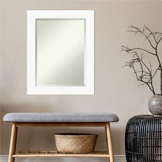 Beveled Bathroom Wall Mirror, Cabinet White Frame {4}
