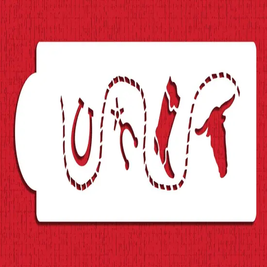 Cowboy Cake Stencil Side | C269 by Designer Stencils | Cake Decorating Tools | Baking Stencils for Royal Icing, Airbrush, Dusting Powder | Reusable Plastic Food Grade Stencil for Cakes | Easy to Use & Clean Cake Stencil {1}