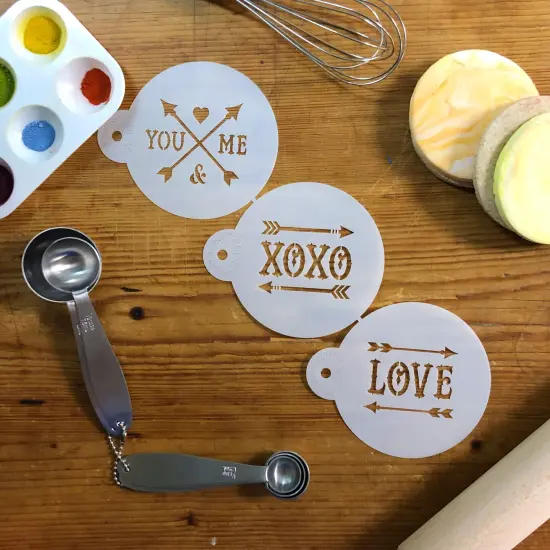 Love and Arrows Cookie Stencil Set | C1026 by Designer Stencils | Cookie Decorating Tools | Baking Stencils for Royal Icing, Airbrush, Dusting Powder | Reusable Plastic Food Grade Stencil for Cookies | Easy to Use & Clean Cookie Stencil {3}