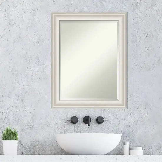 Beveled Bathroom Wall Mirror, Trio White Wash Silver Frame {6}