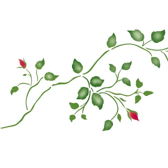 Small Rosebud Vine Wall Stencil | 1873 by Designer Stencils | Floral Stencils | Reusable Art Craft Stencils for Painting on Walls, Canvas, Wood | Reusable Plastic Paint Stencil for Home Makeover | Easy to Use & Clean Art Stencil {2}