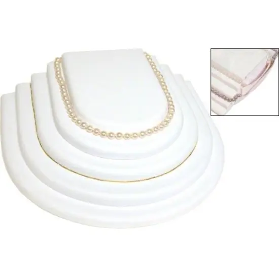 Pack of 2 White Faux Leather Pearl Necklace Tiered Display Showcases Countertops {2}