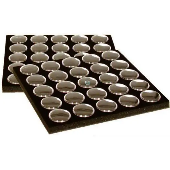 2 25 Black Foam Gem Jars Gemstone Storage Display Tray Inserts {1}