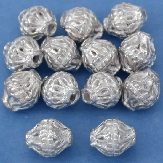 15g Bali Bicone Tube Beads Silver Plt 8.5mm Approx 12 {1}