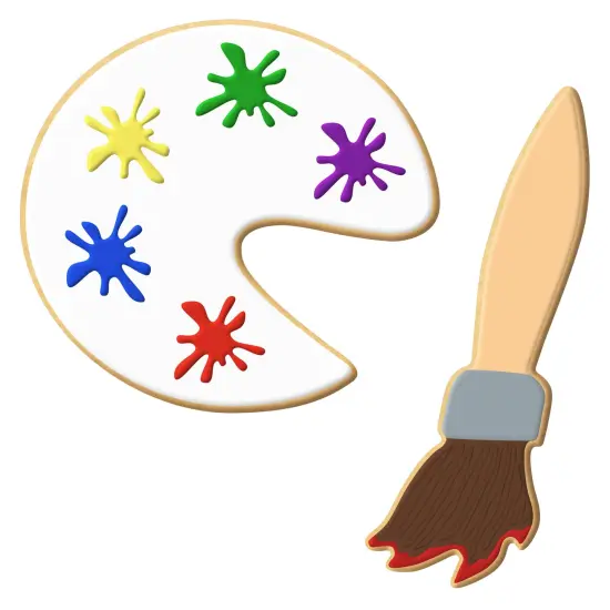 CookieCutter.com Love to Paint 2 Piece Cookie Cutters Set, Artist Palette, Paint Brush, Tin Plate Steel, USA {3}