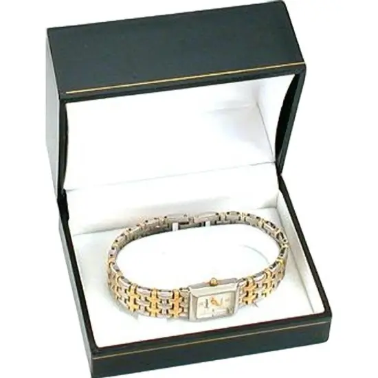 6 Black Leatherette Watch Bracelet Boxes Jewelry Gift {2}