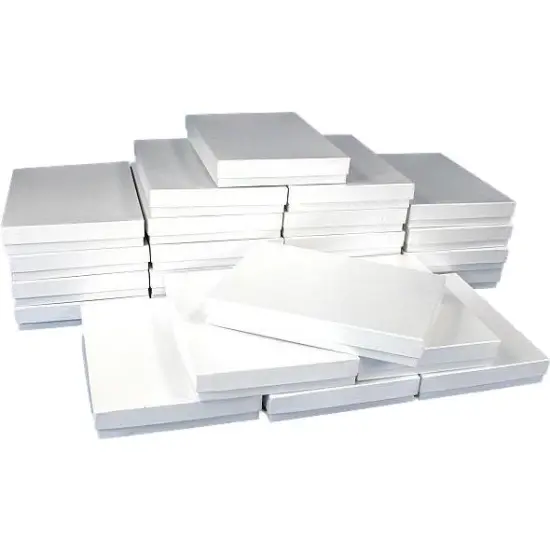 25 White Swirl Cotton Boxes Necklace Jewelry Gift Box Displays 7 1/8" {1}