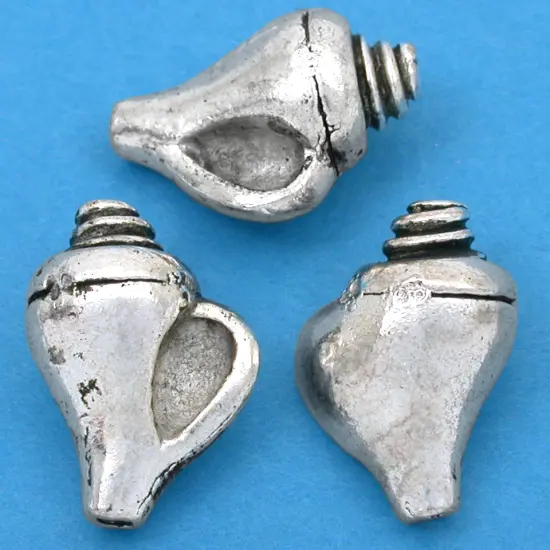 Conch Sea Shell Beads Antique Silver Plt 21mm Approx 3 {1}