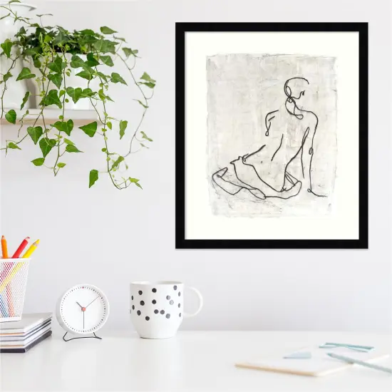 Embellished Gestural Contour I (Nude) by Ethan Harper Wood Framed Wall Art Print {5}