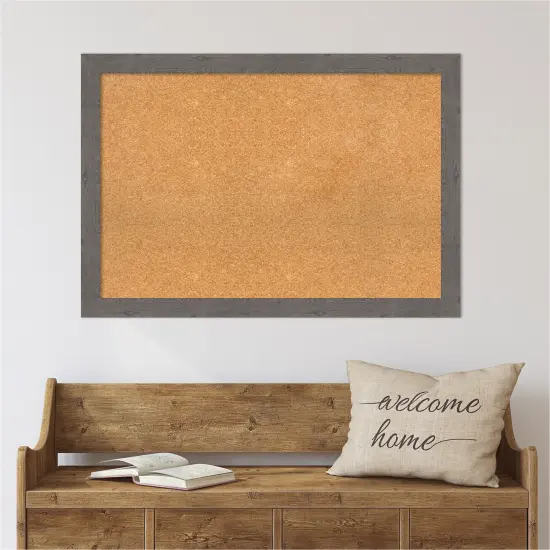 Cork Board, Rustic Plank Grey Narrow Frame - Bulletin Board, Organization Board, Pin Board {6}