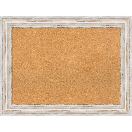 Cork Board, Alexandria White Wash Wood Frame - Bulletin Board, Organization Board, Pin Board Natural Cork {1}