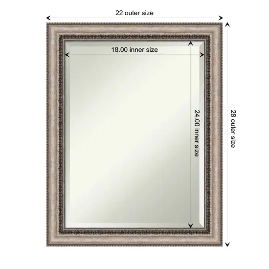 Beveled Bathroom Wall Mirror, Lyla Ornate Silver Frame {1}