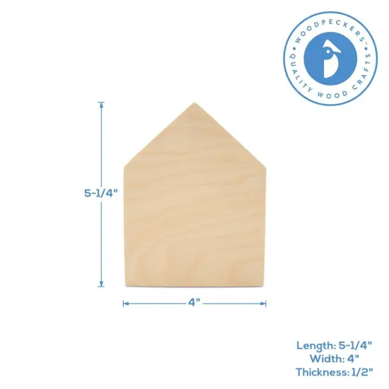 House Tiered Tray Decor 5-1/4", Chunky Blank Wooden Sign Crafts | Woodpeckers {5}