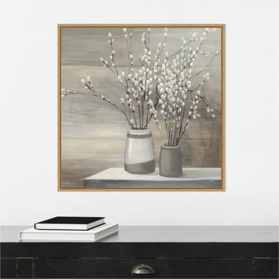 P Willow Still Life Gray Pots Crop by Julia Purinton Canvas Art Framed {6}