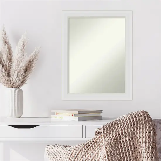 Amanti Art Non-Beveled Wall Mirror, Flair Polished Nickel Frame Flair Soft White {6}