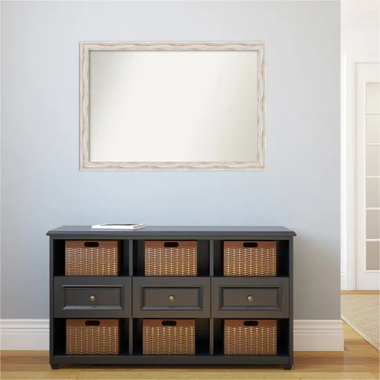 Amanti Art Non-Beveled Wood Wall Mirror, Alexandria White Wash Narrow Frame {5}