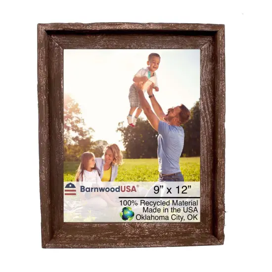 Rustic Farmhouse Signature Series 9 in. x 12 in. Reclaimed Wood Picture Frame Brown {1}