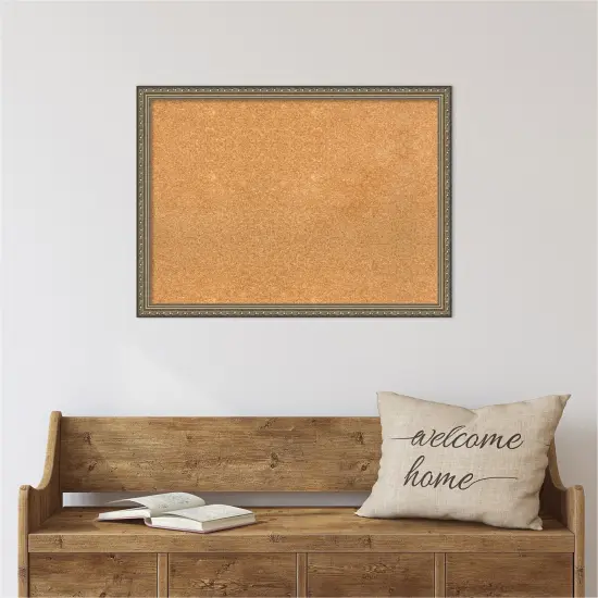 Cork Board, Parisian Silver Wood Frame - Bulletin Board, Organization Board, Pin Board Natural Cork {5}