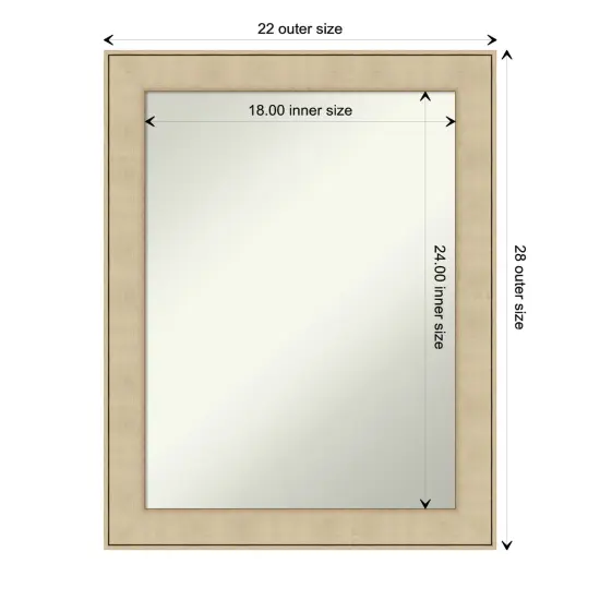 Amanti Art Non-Beveled Wall Mirror, Classic Honey Silver Frame {1}