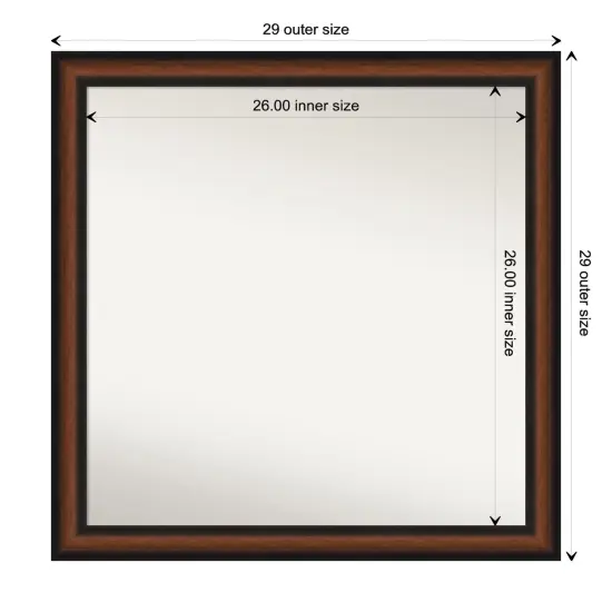 Amanti Art Non-Beveled Wall Mirror, Yale Walnut Frame {1}