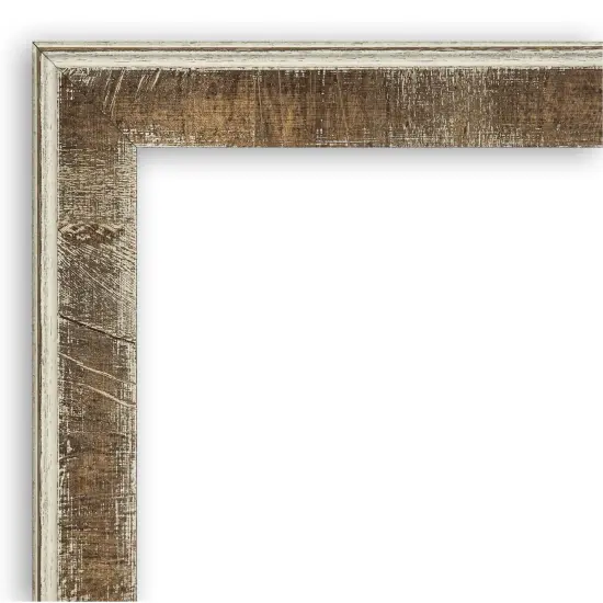 Amanti Art Non-Beveled Wood Wall Mirror, Farmhouse Brown Narrow Frame {3}