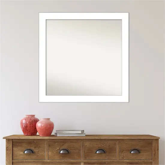 Amanti Art Non-Beveled Wall Mirror, Wedge White Frame {6}