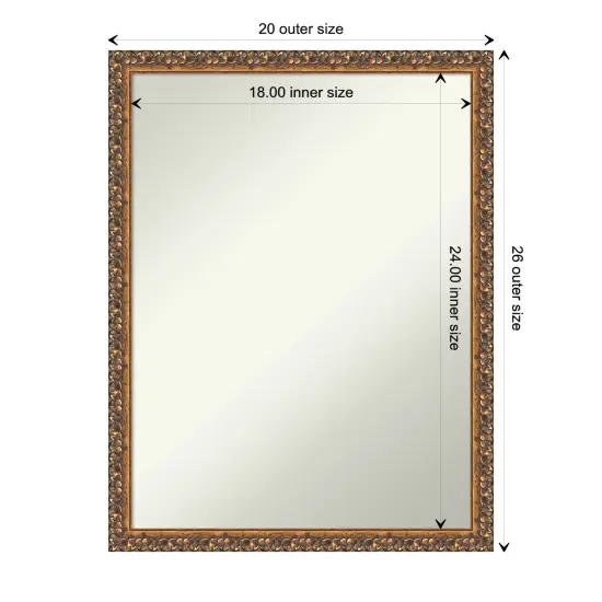 Amanti Art Non-Beveled Wood Wall Mirror, Antique Bronze Frame {1}