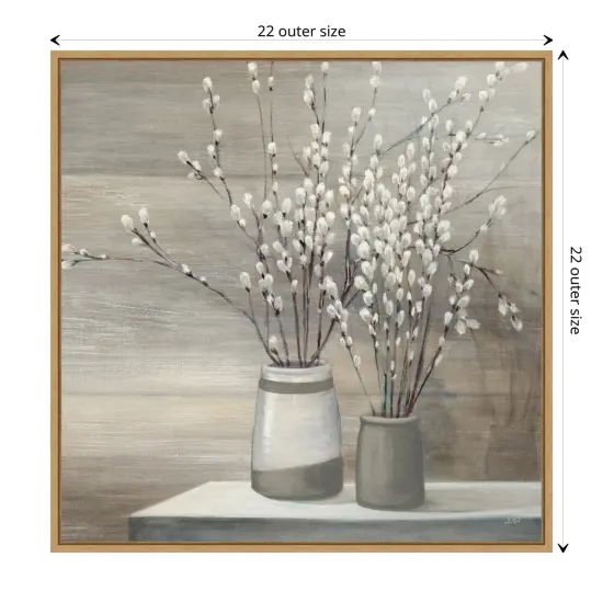 P Willow Still Life Gray Pots Crop by Julia Purinton Canvas Art Framed {1}