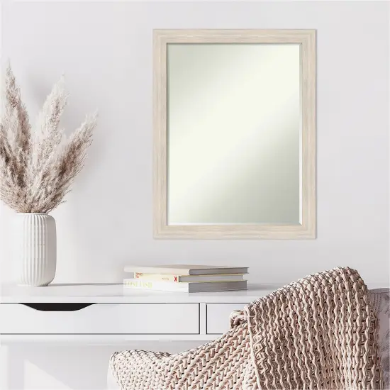 Petite Bevel Wood Wall Mirror, Hardwood Narrow Frame Hardwood Whitewash Narrow {6}