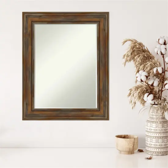 Petite Bevel Wood Wall Mirror, Alexandria Frame Alexandria Rustic Brown {5}