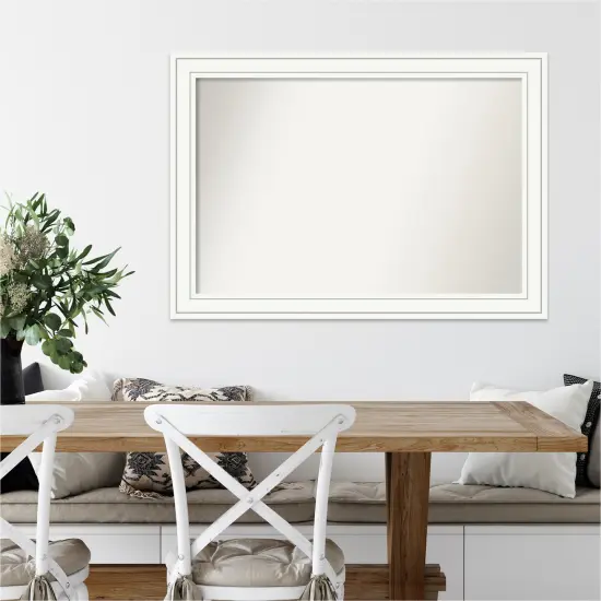 Amanti Art Non-Beveled Wood Wall Mirror, Craftsman White Frame {7}
