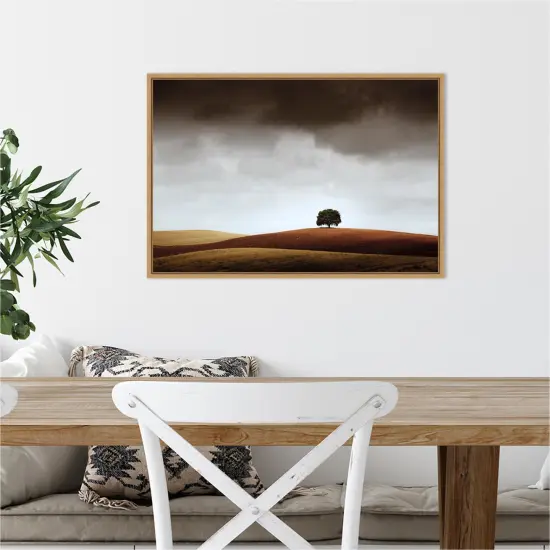 Distant Tree and Horizon by Alberto Merchan Canvas Wall Art Print Framed Natural {4}