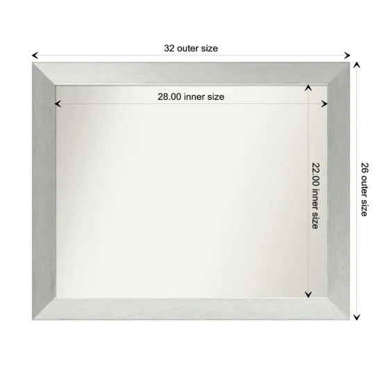 Amanti Art Non-Beveled Wood Wall Mirror, Brushed Sterling Silver Frame {1}