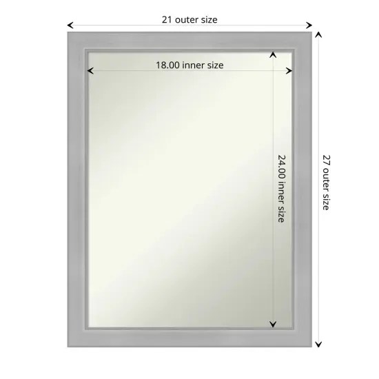 Amanti Art Non-Beveled Wall Mirror, Vista Brushed Nickel Narrow Frame {1}