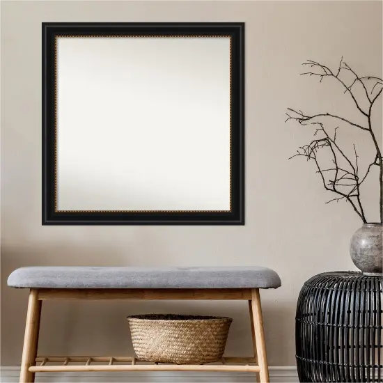 Amanti Art Non-Beveled Wall Mirror, Manhattan Black Frame {6}