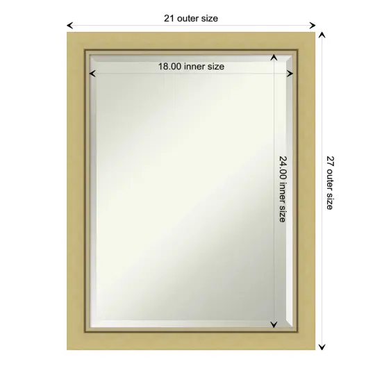 Beveled Bathroom Wall Mirror, Landon Gold Narrow Frame {1}