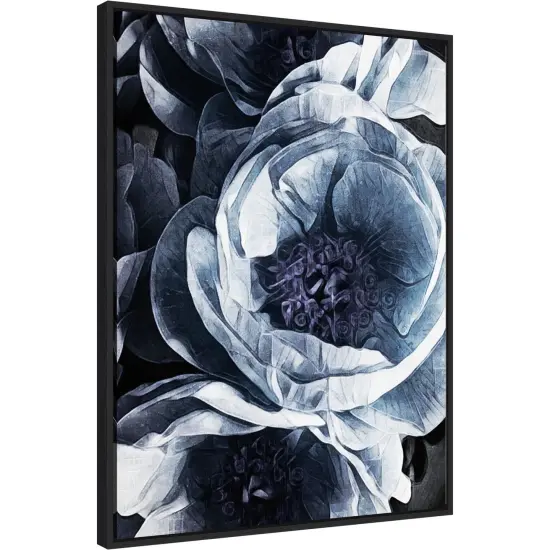 Peony Blue Petals III by Ashley Aldridge Canvas Wall Art Print Framed {2}