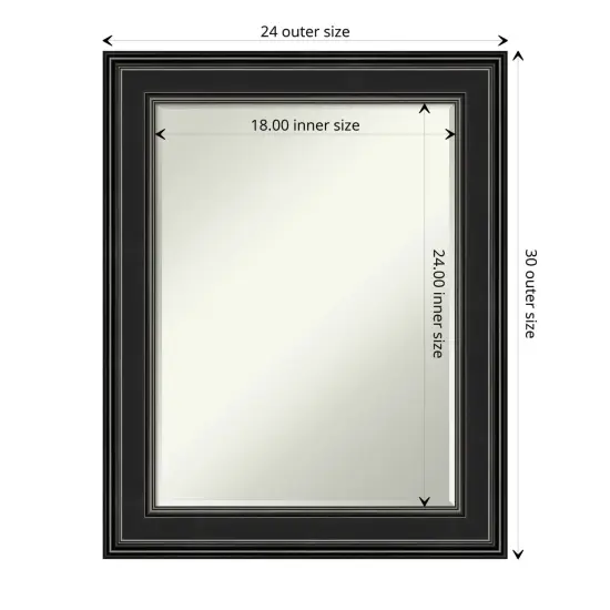 Petite Bevel Wall Mirror, Ridge Frame Ridge Black {1}