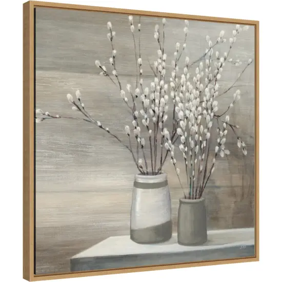 P Willow Still Life Gray Pots Crop by Julia Purinton Canvas Art Framed {2}