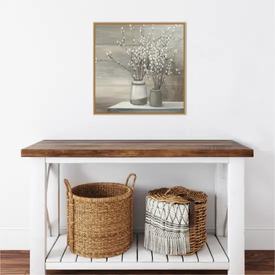 P Willow Still Life Gray Pots Crop by Julia Purinton Canvas Art Framed {5}