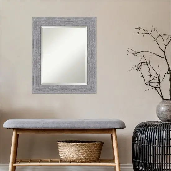 Beveled Bathroom Wall Mirror, Bark Rustic Frame {4}