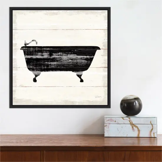 Shiplap Bath I by Sue Schlabach Canvas Art Framed Black {4}