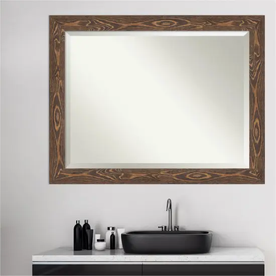 Beveled Wood Bathroom Wall Mirror, Bridge Frame {6}