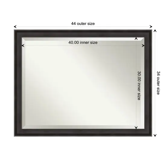 Beveled Wood Bathroom Wall Mirror, Allure Charcoal Frame {1}