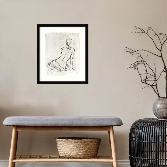 Embellished Gestural Contour I (Nude) by Ethan Harper Wood Framed Wall Art Print {4}