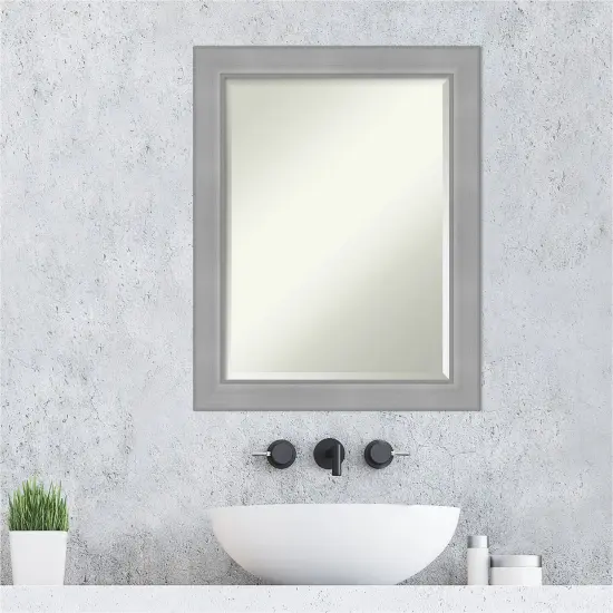 Beveled Bathroom Wall Mirror, Vista Brushed Nickel Frame {6}