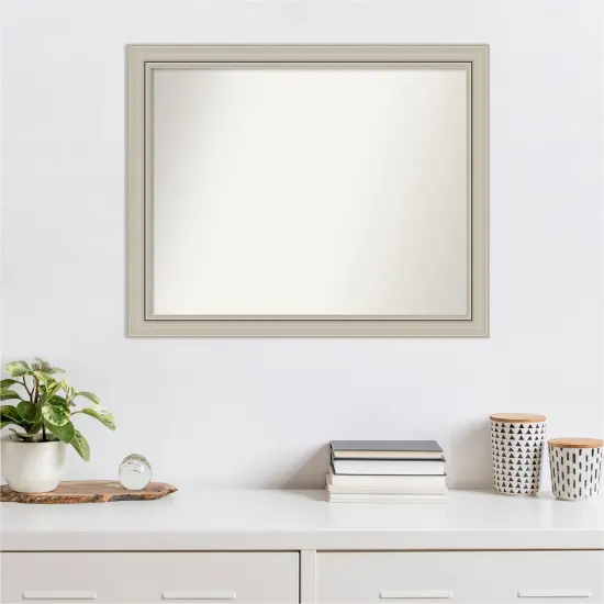Amanti Art Non-Beveled Wood Wall Mirror, Romano Silver Narrow Frame {6}