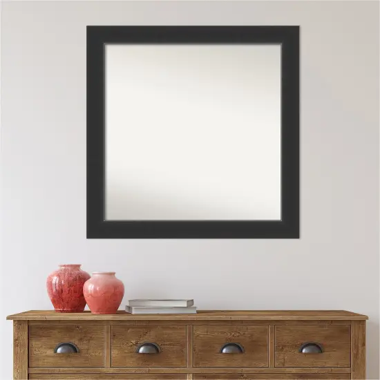 Amanti Art Non-Beveled Wood Wall Mirror, Corvino Black Frame {6}