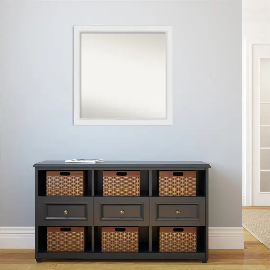 Amanti Art Non-Beveled Wood Wall Mirror, Blanco White Frame {5}