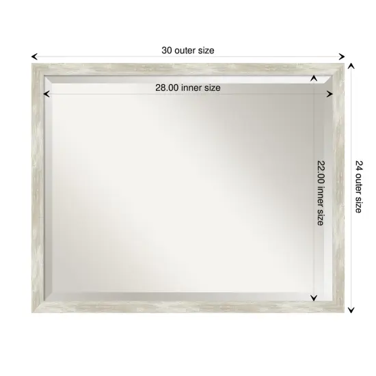 Beveled Bathroom Wall Mirror, Crackled Metallic Narrow Frame {1}